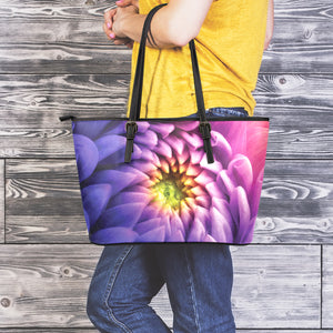 Chrysanthemum Flower Print Leather Tote Bag