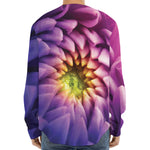 Chrysanthemum Flower Print Long Sleeve Baseball Jersey