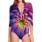 Chrysanthemum Flower Print Long Sleeve Swimsuit