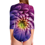 Chrysanthemum Flower Print Long Sleeve Swimsuit