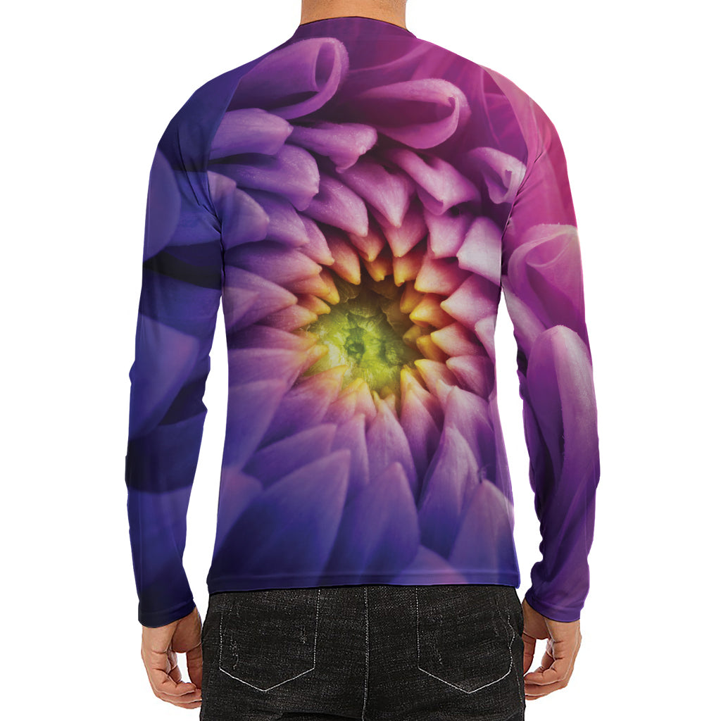 Chrysanthemum Flower Print Men's Long Sleeve Rash Guard