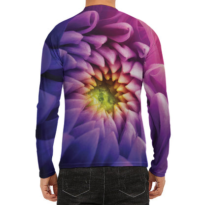 Chrysanthemum Flower Print Men's Long Sleeve Rash Guard