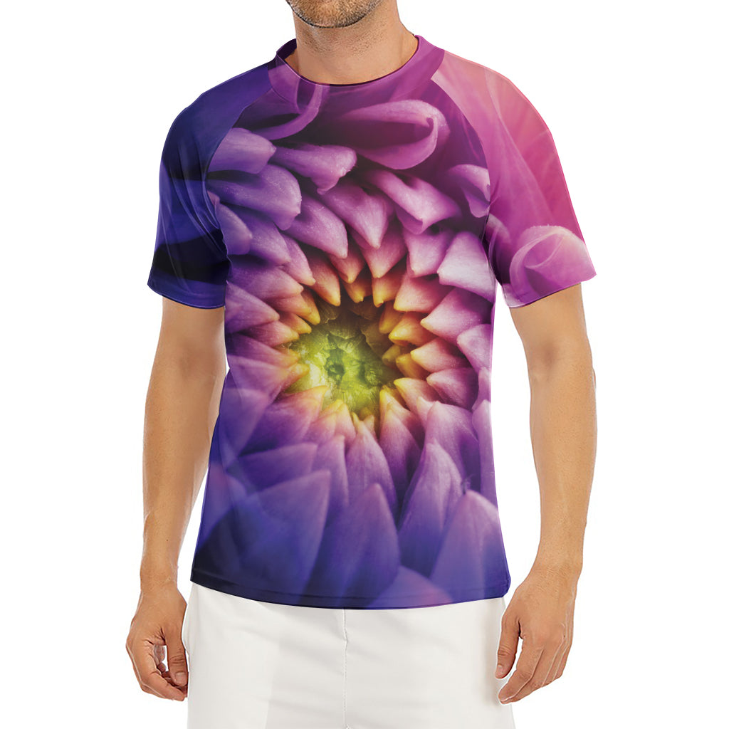 Chrysanthemum Flower Print Men's Short Sleeve Rash Guard