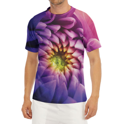 Chrysanthemum Flower Print Men's Short Sleeve Rash Guard