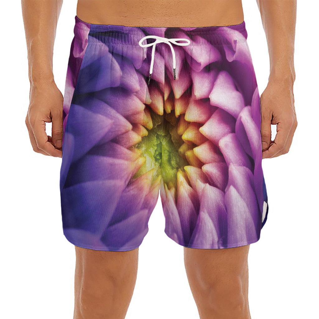 Chrysanthemum Flower Print Men's Split Running Shorts