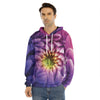 Chrysanthemum Flower Print Men's Velvet Pullover Hoodie