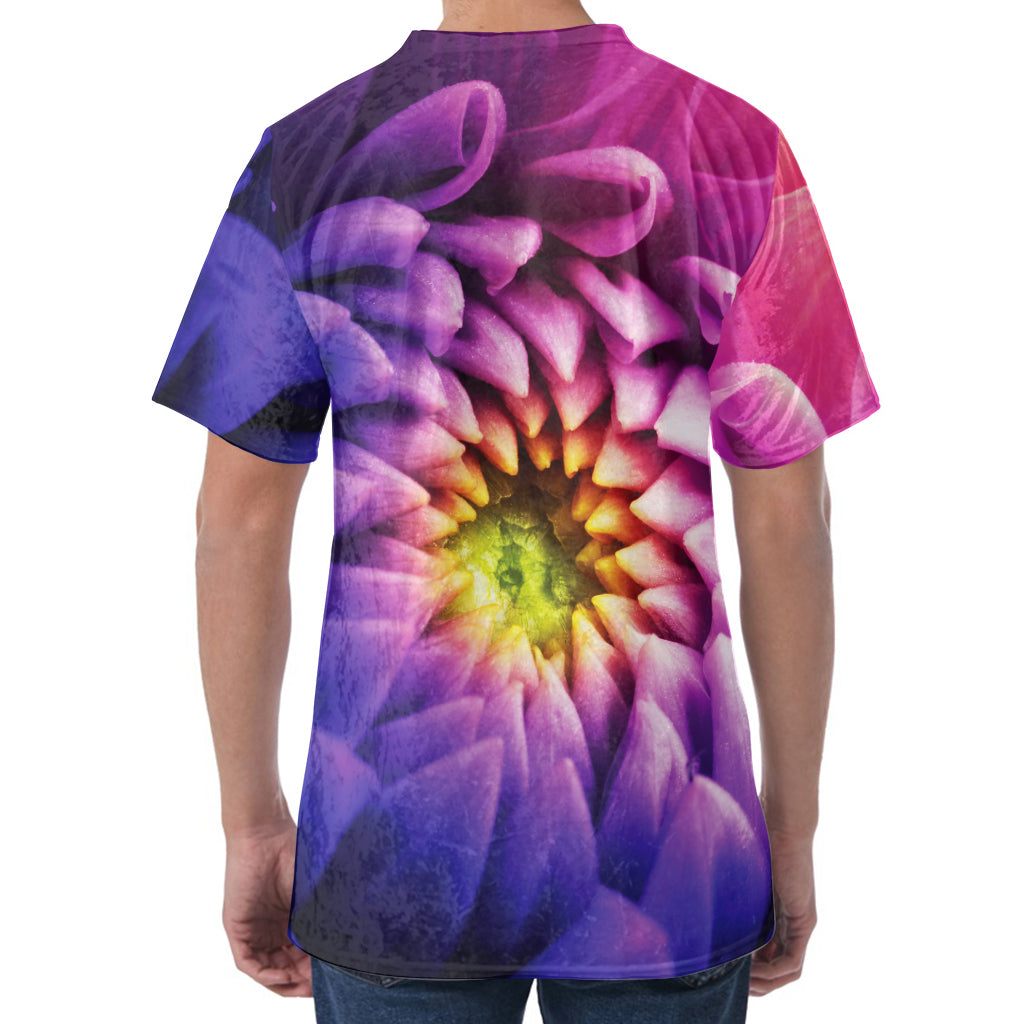 Chrysanthemum Flower Print Men's Velvet T-Shirt