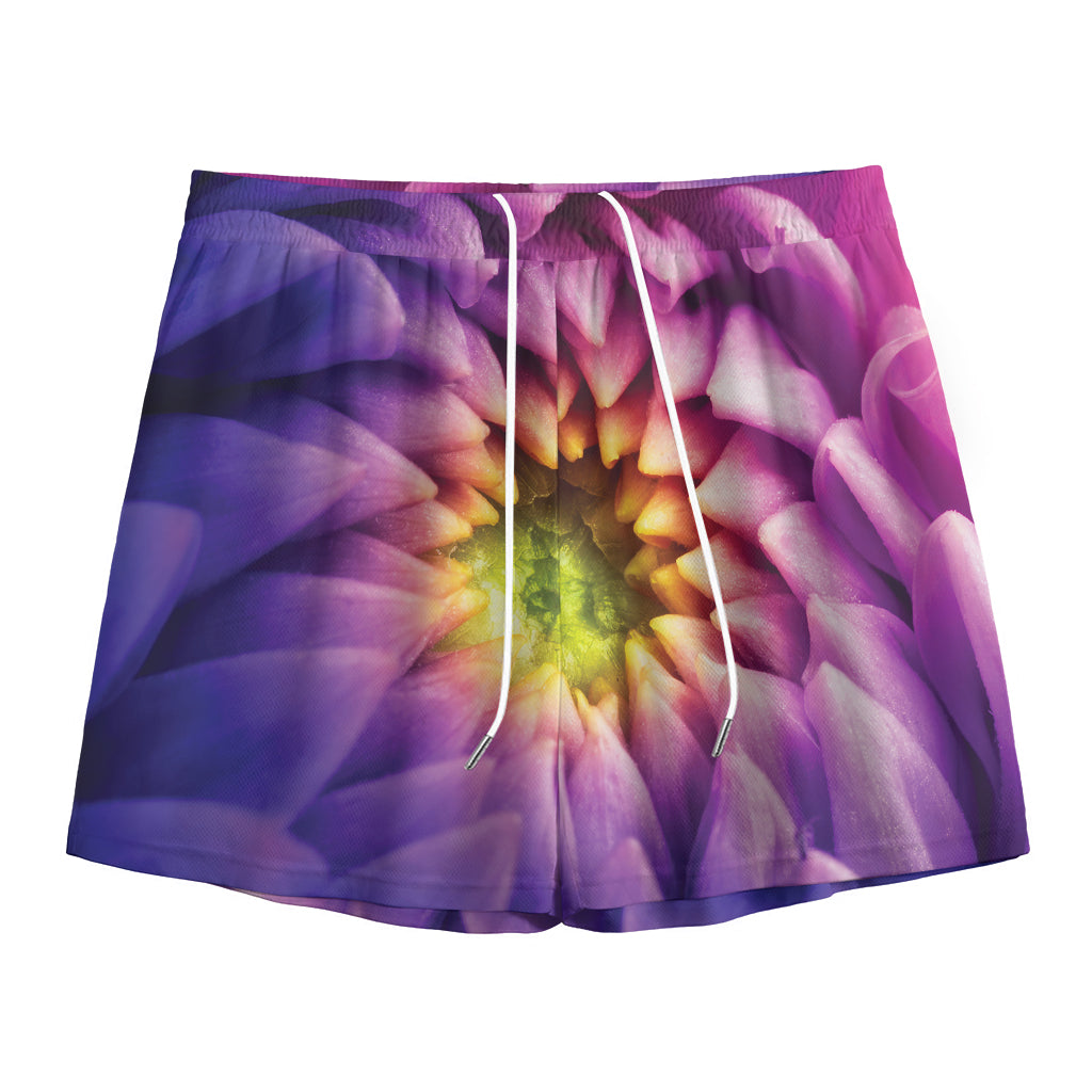 Chrysanthemum Flower Print Mesh Shorts