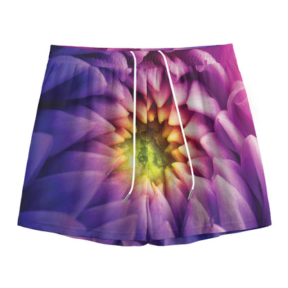 Chrysanthemum Flower Print Mesh Shorts