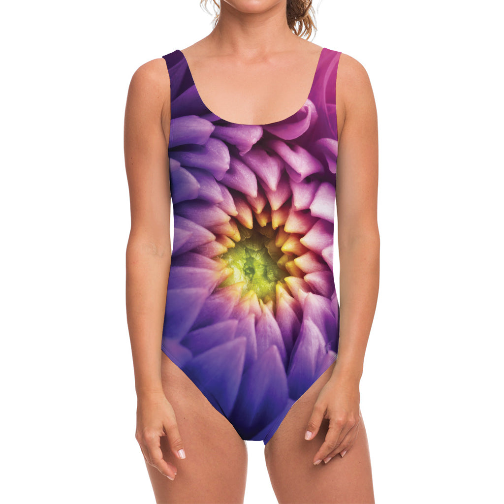 Chrysanthemum Flower Print One Piece Swimsuit