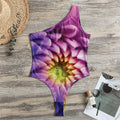 Chrysanthemum Flower Print One Shoulder Bodysuit