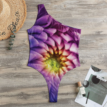 Chrysanthemum Flower Print One Shoulder Bodysuit