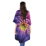 Chrysanthemum Flower Print Open Front Beach Cover Up