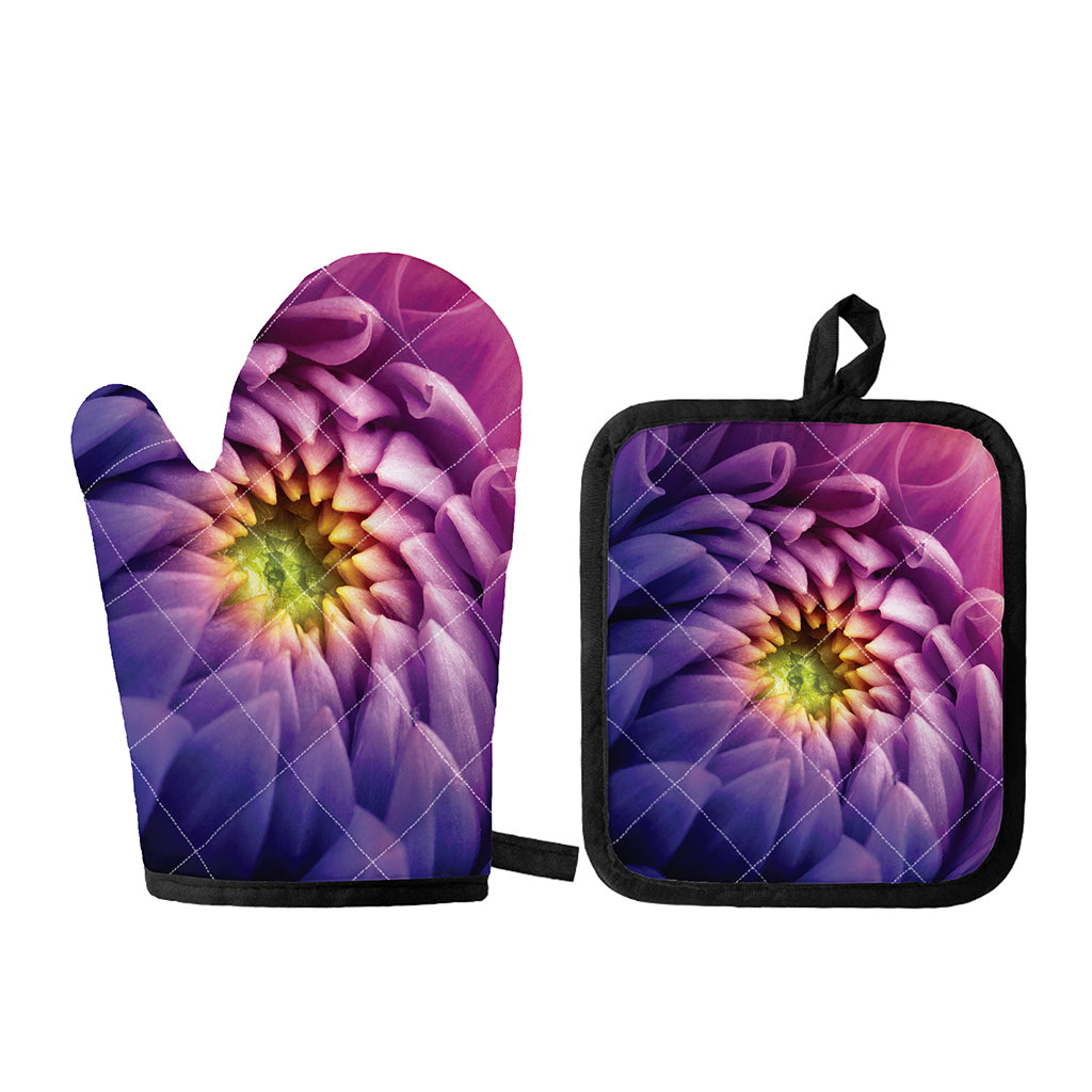 Chrysanthemum Flower Print Oven Mitt And Pot Holder Set
