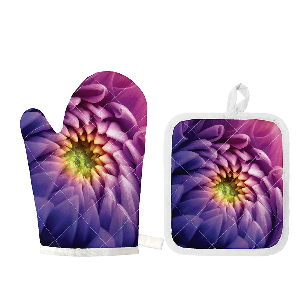 Chrysanthemum Flower Print Oven Mitt And Pot Holder Set