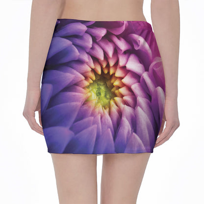 Chrysanthemum Flower Print Pencil Mini Skirt