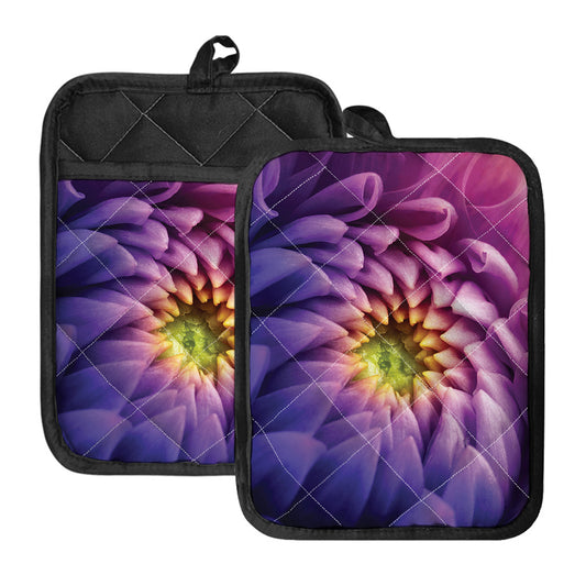 Chrysanthemum Flower Print Pot Holders With Pocket