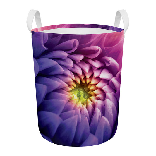 Chrysanthemum Flower Print Round Laundry Basket