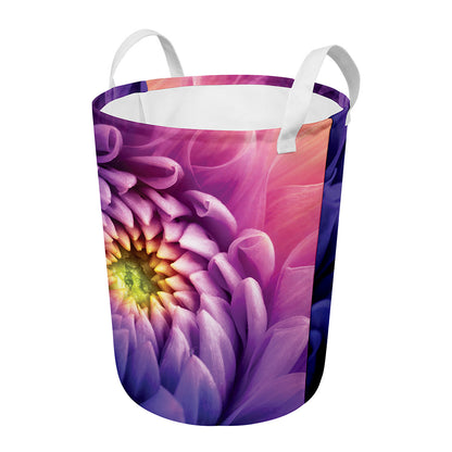 Chrysanthemum Flower Print Round Laundry Basket