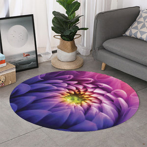 Chrysanthemum Flower Print Round Rug