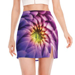 Chrysanthemum Flower Print Side Slit Mini Skirt