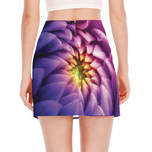 Chrysanthemum Flower Print Side Slit Mini Skirt