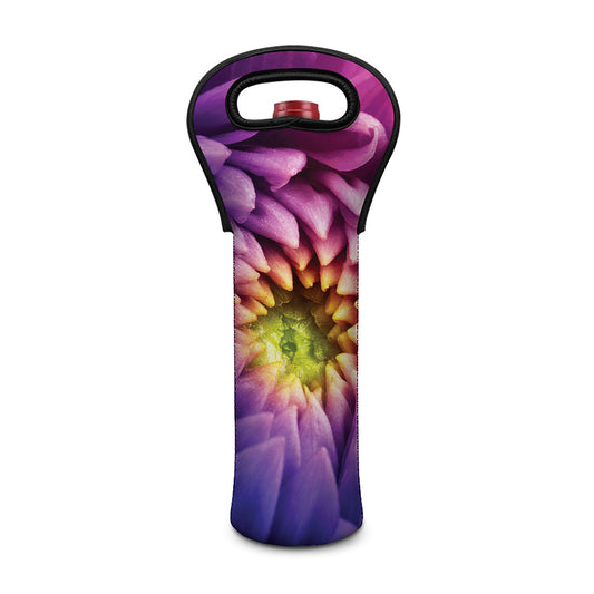 Chrysanthemum Flower Print Single Neoprene Wine Tote