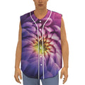 Chrysanthemum Flower Print Sleeveless Baseball Jersey