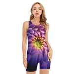 Chrysanthemum Flower Print Sleeveless One Piece Swimsuit