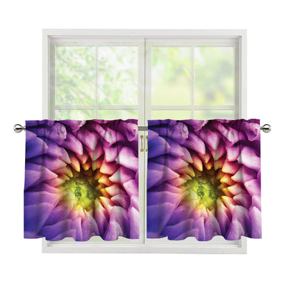 Chrysanthemum Flower Print Tier Curtains