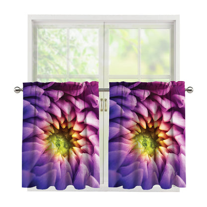 Chrysanthemum Flower Print Tier Curtains