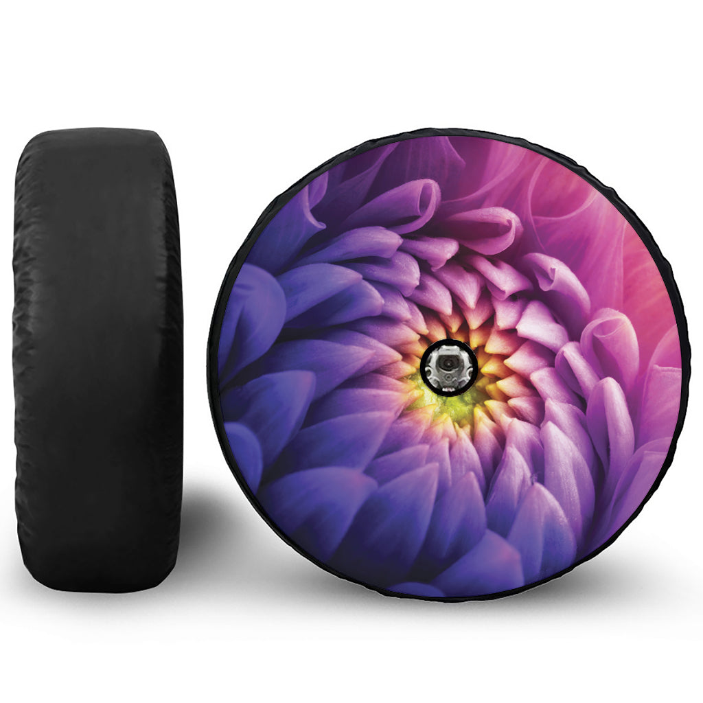 Chrysanthemum Flower Print Tire Cover With Camera Hole