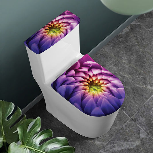 Chrysanthemum Flower Print Toilet Lid And Tank Cover Set