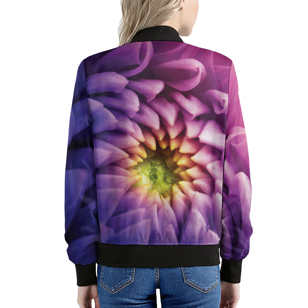 Chrysanthemum Flower Print Women's Bomber Jacket