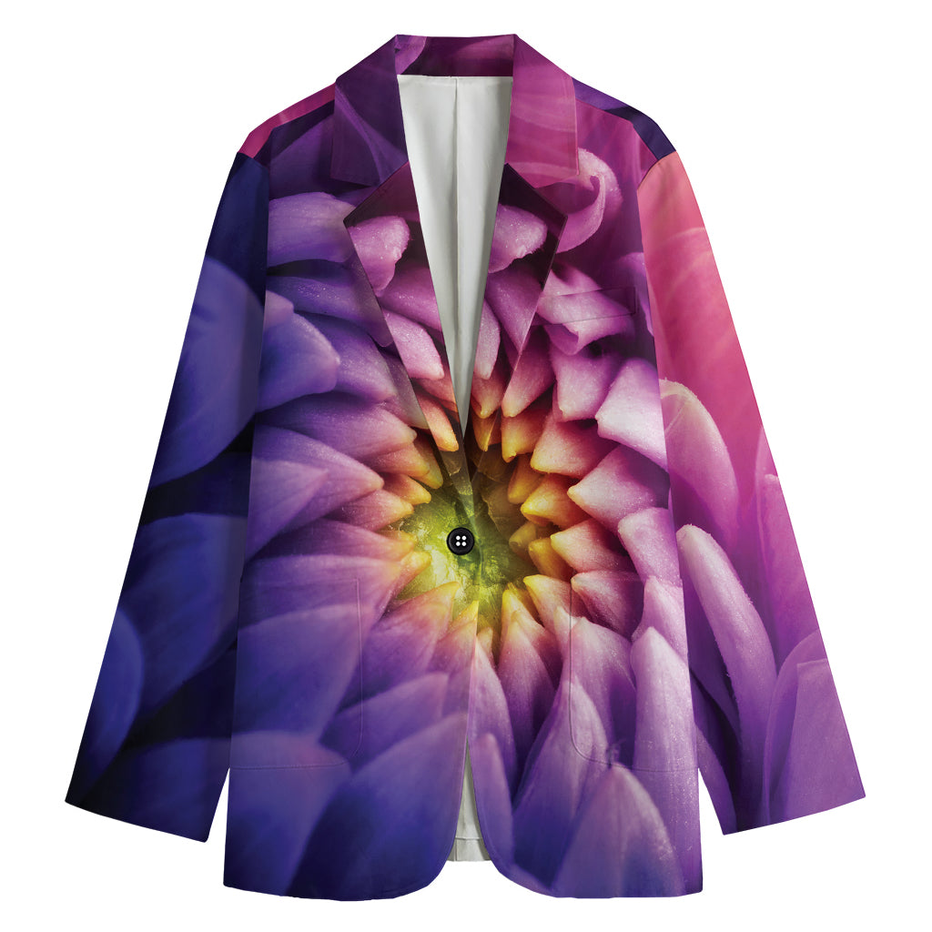 Chrysanthemum Flower Print Women's Cotton Blazer