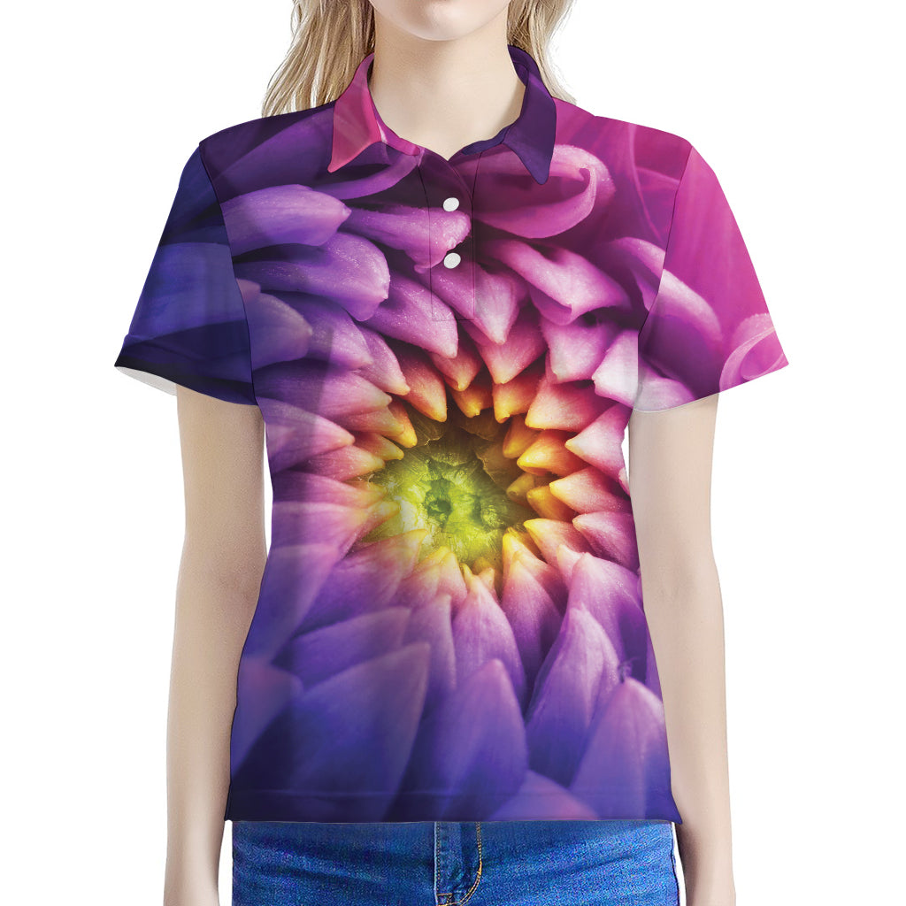 Chrysanthemum Flower Print Women's Polo Shirt