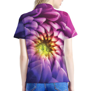 Chrysanthemum Flower Print Women's Polo Shirt