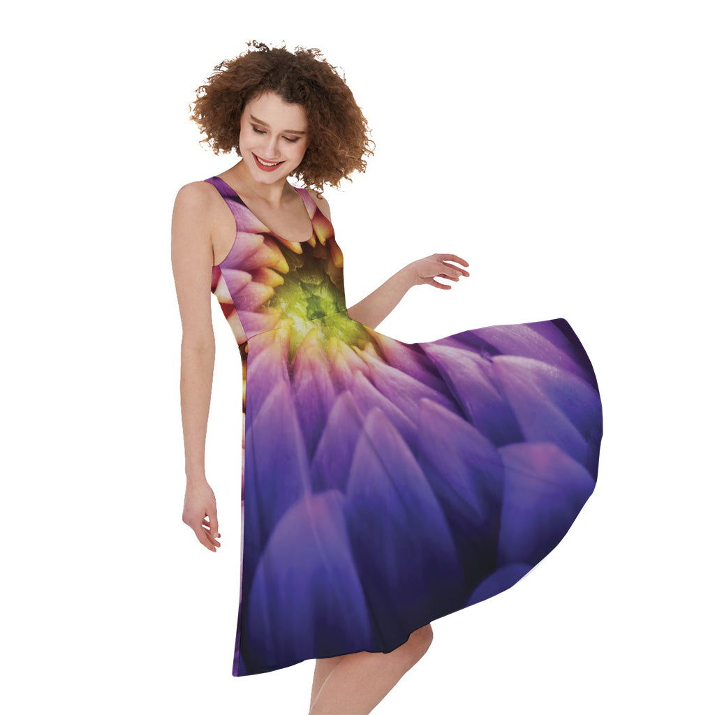Chrysanthemum Flower Print Women's Sleeveless Dress