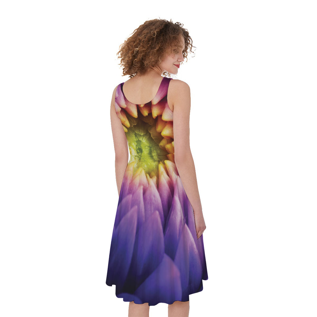 Chrysanthemum Flower Print Women's Sleeveless Dress