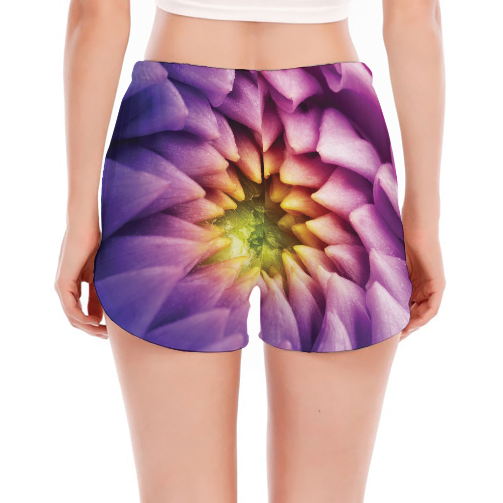 Chrysanthemum Flower Print Women's Split Running Shorts