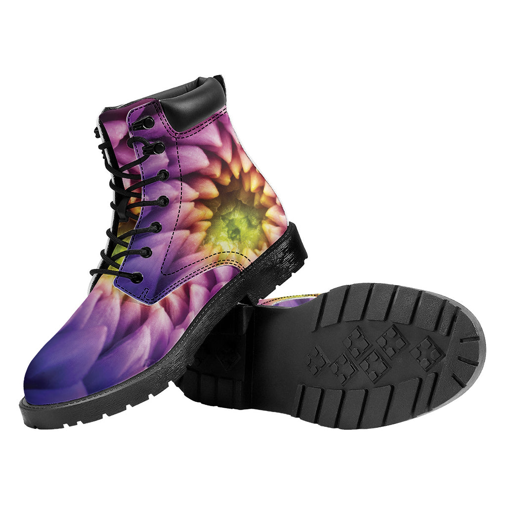 Chrysanthemum Flower Print Work Boots