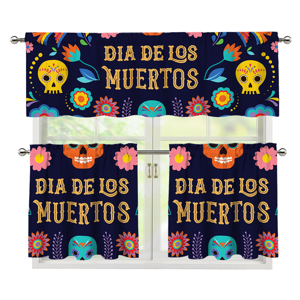 Cinco de Mayo Day Of The Dead Print 3 Piece Kitchen Curtains