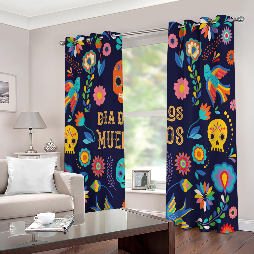 Cinco de Mayo Day Of The Dead Print Extra Wide Grommet Curtains