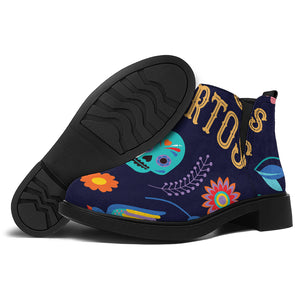 Cinco de Mayo Day Of The Dead Print Flat Ankle Boots