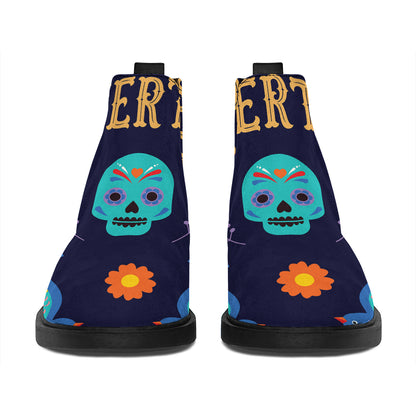 Cinco de Mayo Day Of The Dead Print Flat Ankle Boots