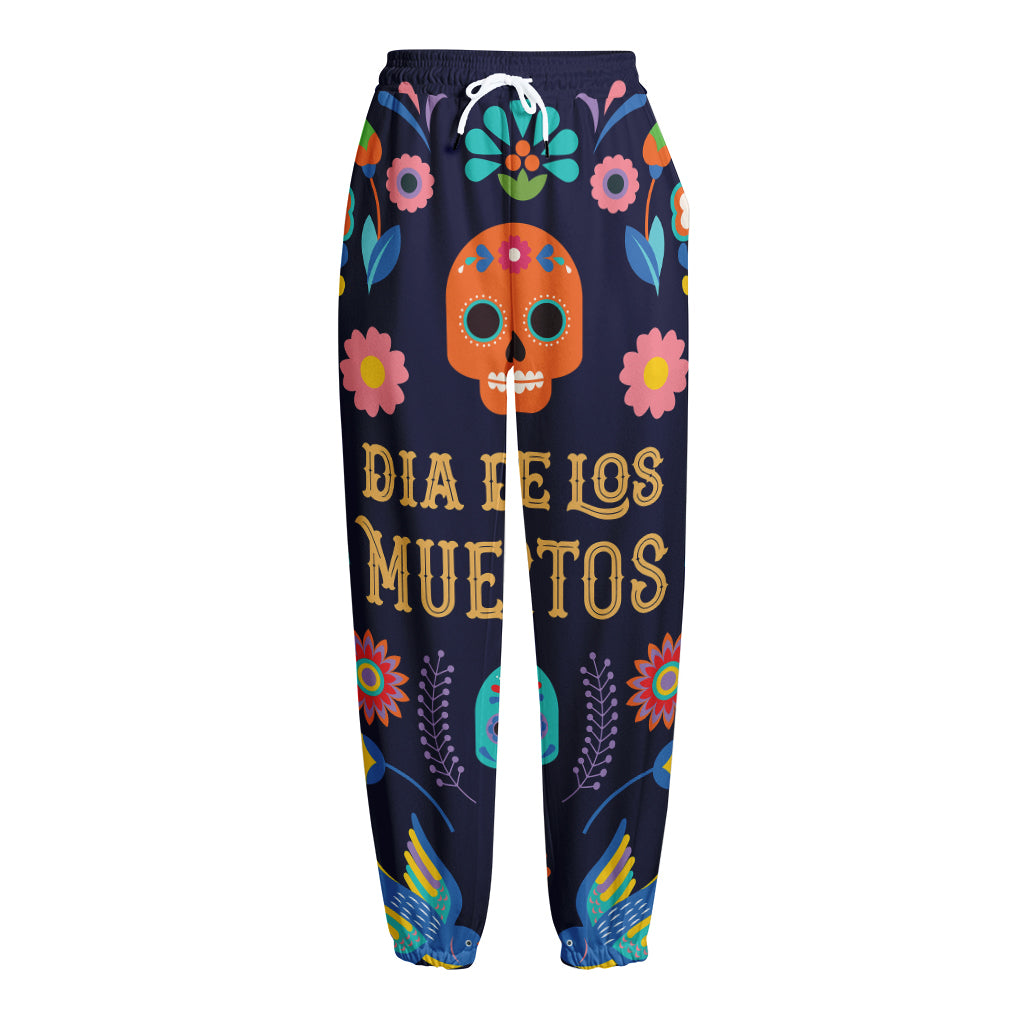 Cinco de Mayo Day Of The Dead Print Fleece Lined Knit Pants