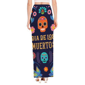 Cinco de Mayo Day Of The Dead Print High Slit Maxi Skirt