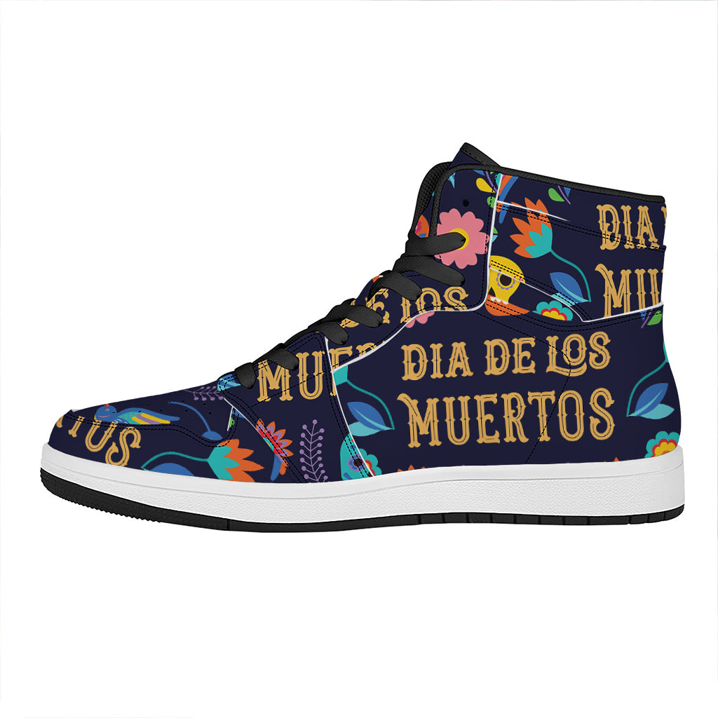 Cinco de Mayo Day Of The Dead Print High Top Leather Sneakers