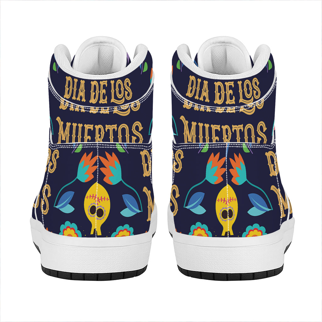 Cinco de Mayo Day Of The Dead Print High Top Leather Sneakers