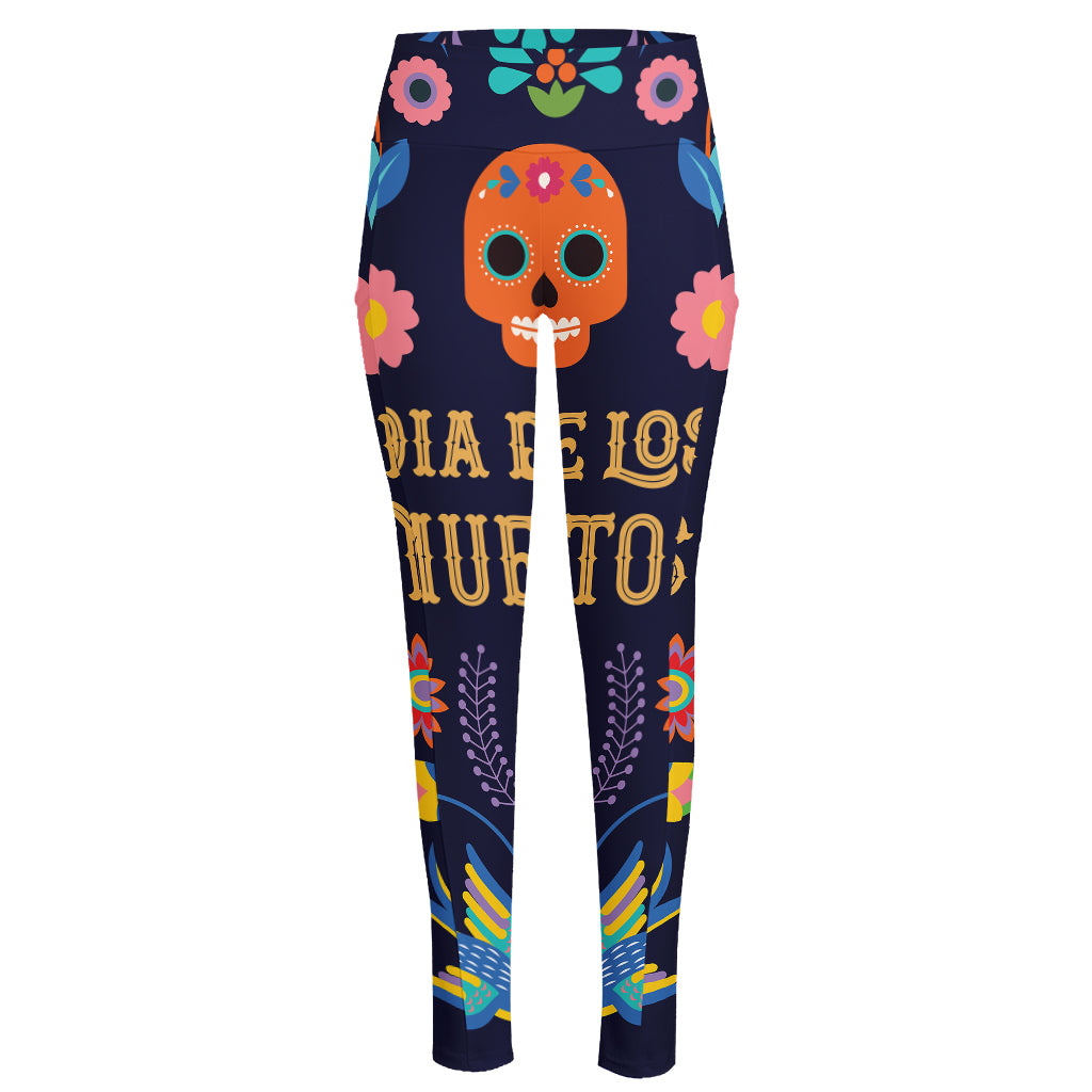 Cinco de Mayo Day Of The Dead Print High-Waisted Pocket Leggings